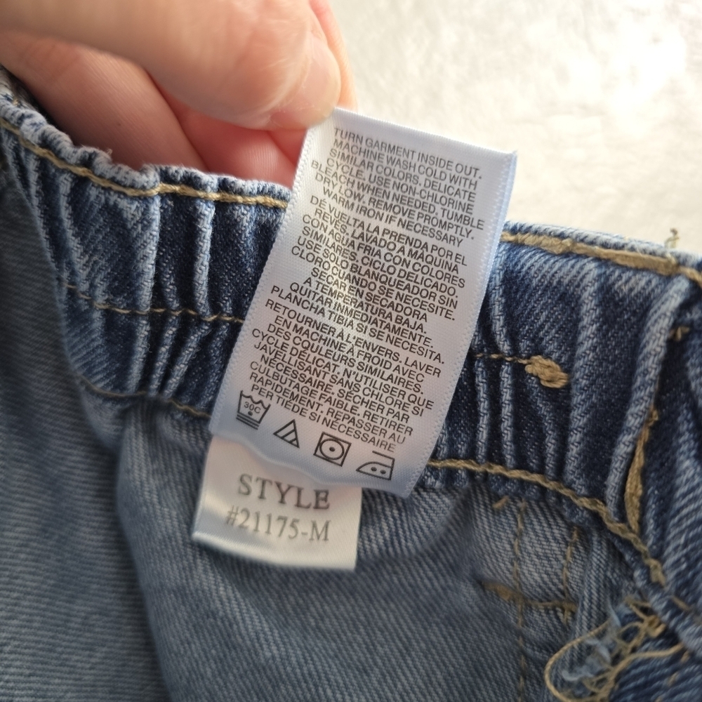 Simple Society Juniors Cargo Blue Jeans High Rise Pockets Elastic Waist Sz 3/26 - Picture 6 of 9